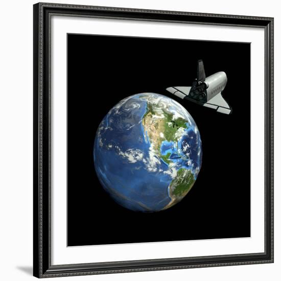 Space Shuttle And Earth-Friedrich Saurer-Framed Photographic Print