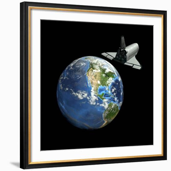 Space Shuttle And Earth-Friedrich Saurer-Framed Photographic Print