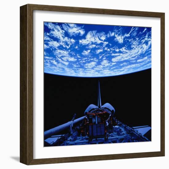 Space Shuttle and Earth-Stocktrek-Framed Photographic Print