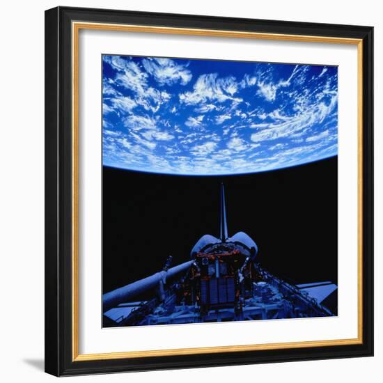 Space Shuttle and Earth-Stocktrek-Framed Photographic Print