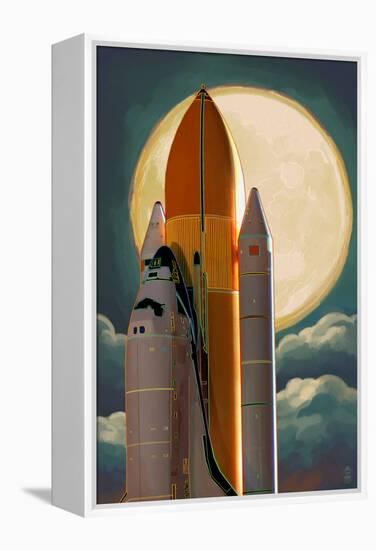 Space Shuttle and Moon-Lantern Press-Framed Stretched Canvas