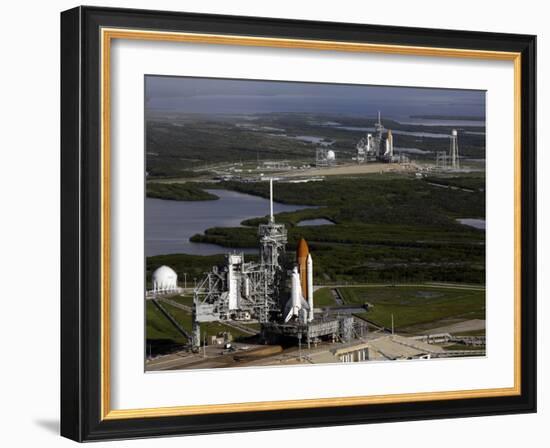 Space Shuttle Atlantis And Endeavour Sit On Their Launch Pads at Kennedy Space Center-Stocktrek Images-Framed Photographic Print