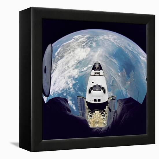 Space Shuttle Atlantis from Orbital Station Mir, June 29, 1995-null-Framed Stretched Canvas