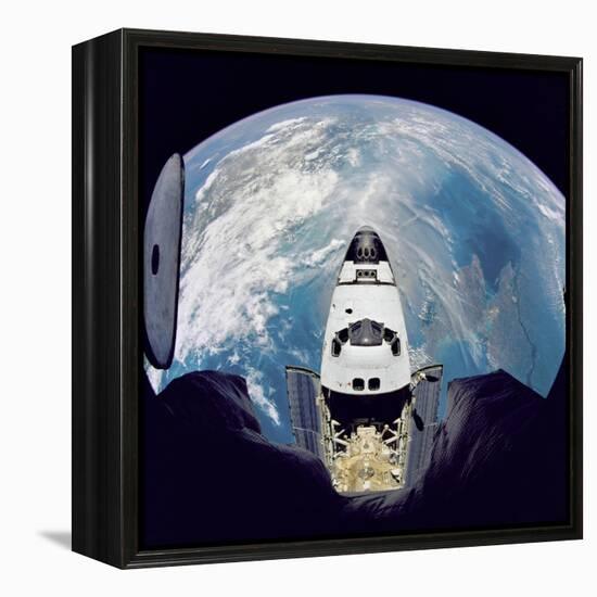 Space Shuttle Atlantis from Orbital Station Mir, June 29, 1995-null-Framed Stretched Canvas