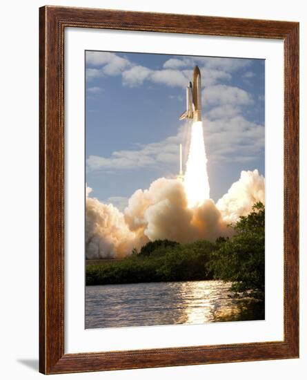 Space Shuttle Atlantis Lifts Off from its Launch Pad at Kennedy Space Center, Florida-null-Framed Photographic Print