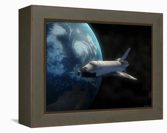 Space Shuttle Backdropped Against Earth-Stocktrek Images-Framed Premier Image Canvas