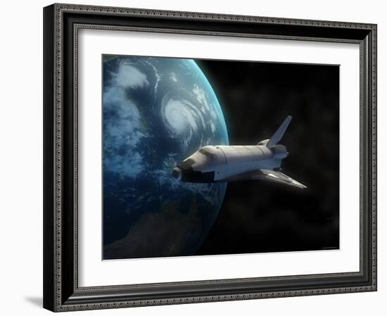 Space Shuttle Backdropped Against Earth-Stocktrek Images-Framed Photographic Print