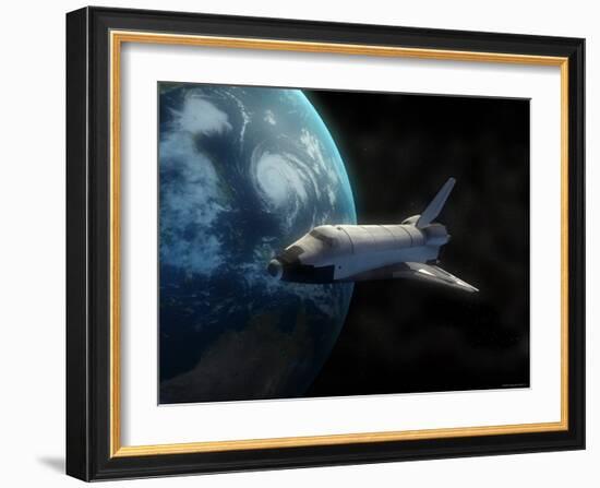 Space Shuttle Backdropped Against Earth-Stocktrek Images-Framed Photographic Print