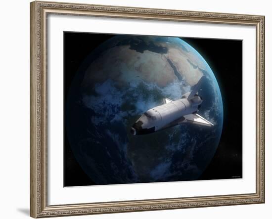 Space Shuttle Backdropped Against Earth-Stocktrek Images-Framed Photographic Print