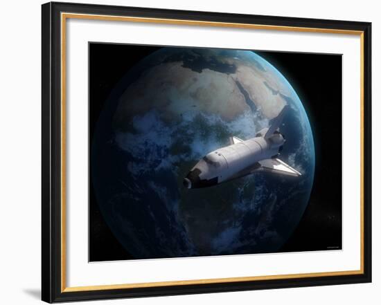 Space Shuttle Backdropped Against Earth-Stocktrek Images-Framed Photographic Print