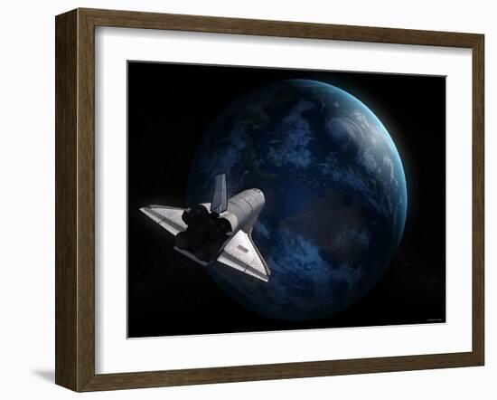 Space Shuttle Backdropped Against Earth-Stocktrek Images-Framed Photographic Print