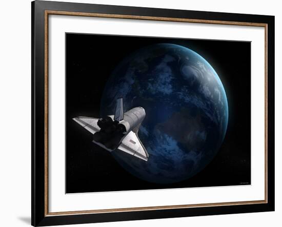 Space Shuttle Backdropped Against Earth-Stocktrek Images-Framed Photographic Print