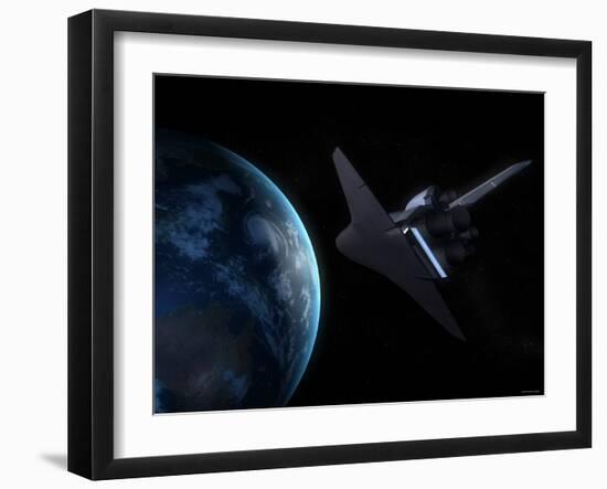 Space Shuttle Backdropped Against Earth-Stocktrek Images-Framed Photographic Print