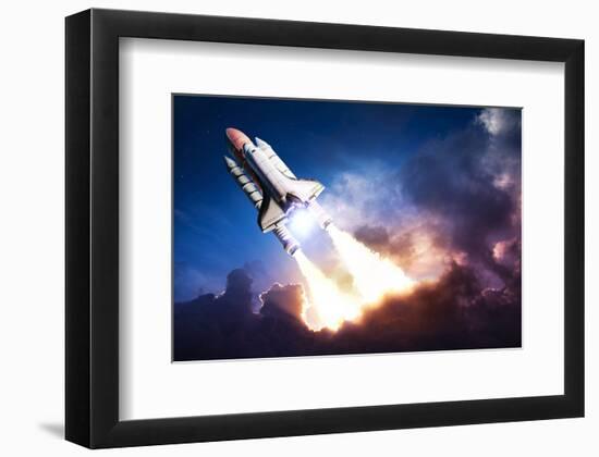 Space Shuttle & Clouds At Dusk-null-Framed Premium Giclee Print
