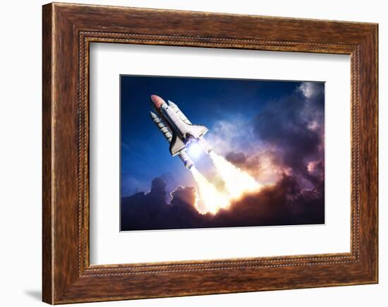 Space Shuttle & Clouds At Dusk-null-Framed Art Print