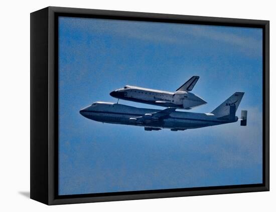 Space Shuttle Columbia flies on 9/21/12 over Los Angeles on its final flight, Malibu, CA-null-Framed Premier Image Canvas