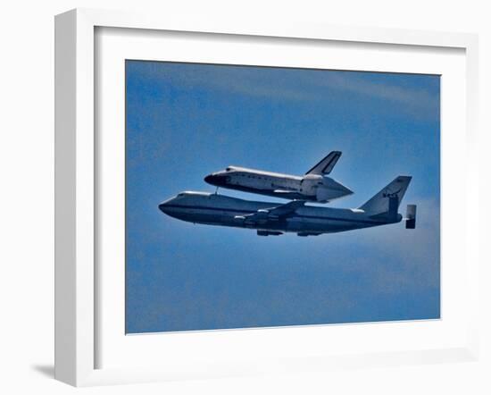 Space Shuttle Columbia flies on 9/21/12 over Los Angeles on its final flight, Malibu, CA-null-Framed Photographic Print