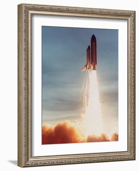 Space Shuttle Discovery 10 Blasting Off Launch Pad. Kennedy Space Center-null-Framed Photographic Print