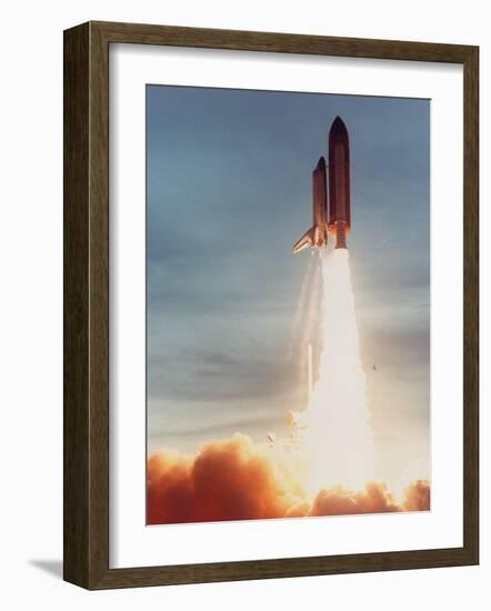 Space Shuttle Discovery 10 Blasting Off Launch Pad. Kennedy Space Center-null-Framed Photographic Print