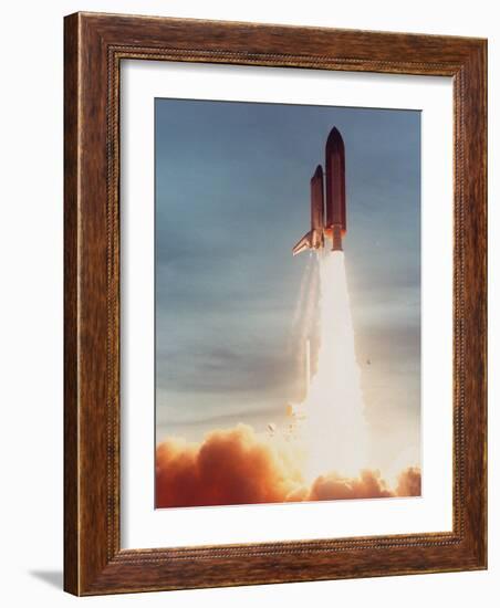 Space Shuttle Discovery 10 Blasting Off Launch Pad. Kennedy Space Center-null-Framed Photographic Print