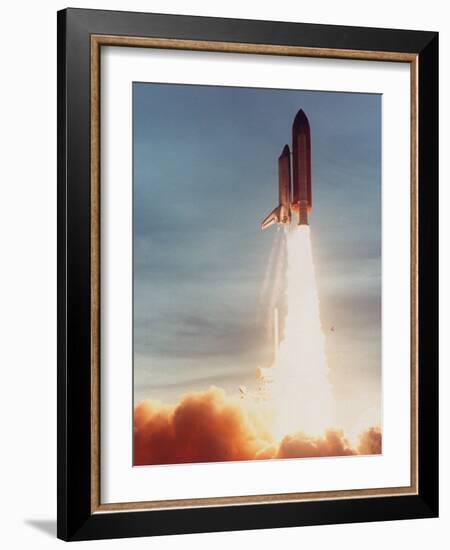 Space Shuttle Discovery 10 Blasting Off Launch Pad. Kennedy Space Center-null-Framed Photographic Print