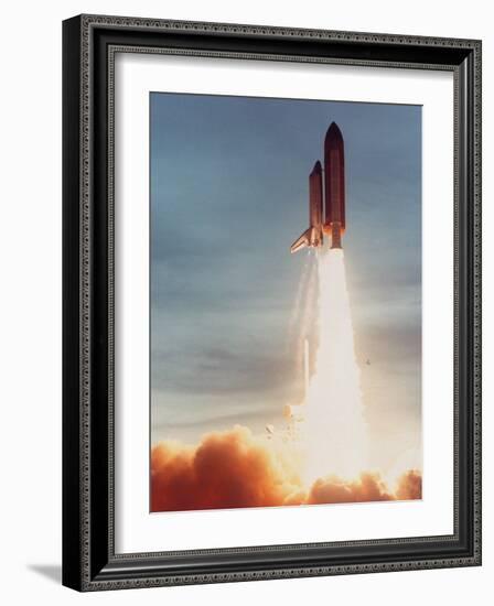 Space Shuttle Discovery 10 Blasting Off Launch Pad. Kennedy Space Center-null-Framed Photographic Print