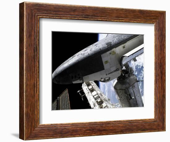 Space Shuttle Discovery Docked to the International Space Station-Stocktrek Images-Framed Photographic Print