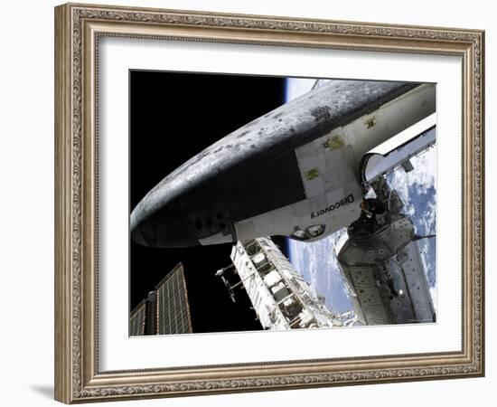 Space Shuttle Discovery Docked to the International Space Station-Stocktrek Images-Framed Photographic Print