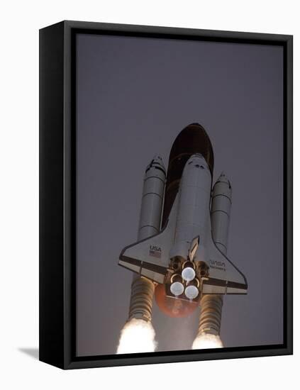 Space Shuttle Discovery Launched with Hubble Space Telescope in its Cargo Bay, April 24, 1990-null-Framed Stretched Canvas