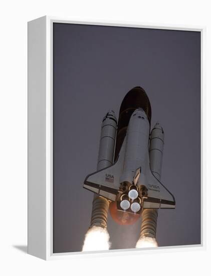 Space Shuttle Discovery Launched with Hubble Space Telescope in its Cargo Bay, April 24, 1990-null-Framed Stretched Canvas