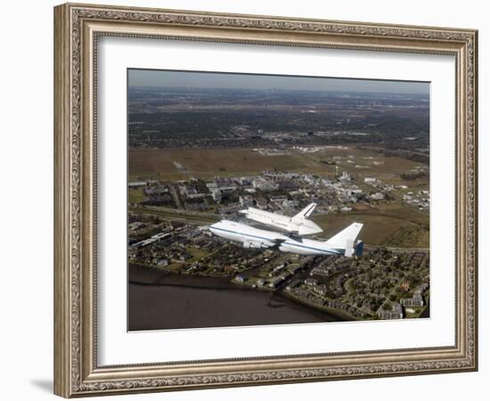 Space Shuttle Endeavour Mounted on a Modified Boeing 747 Shuttle Carrier Aircraft-Stocktrek Images-Framed Photographic Print