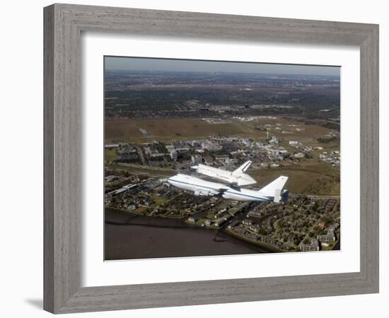 Space Shuttle Endeavour Mounted on a Modified Boeing 747 Shuttle Carrier Aircraft-Stocktrek Images-Framed Photographic Print