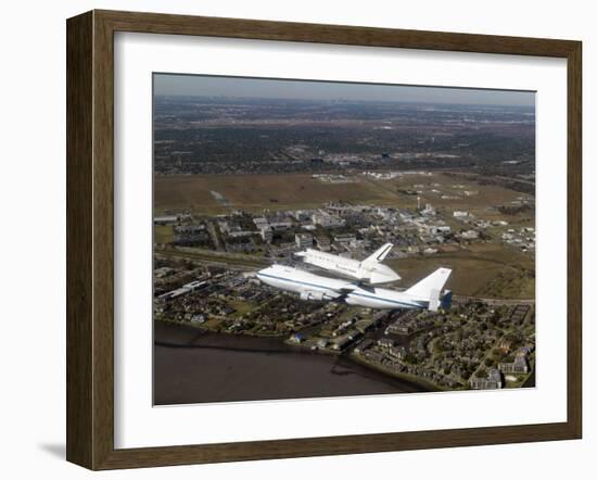 Space Shuttle Endeavour Mounted on a Modified Boeing 747 Shuttle Carrier Aircraft-Stocktrek Images-Framed Photographic Print