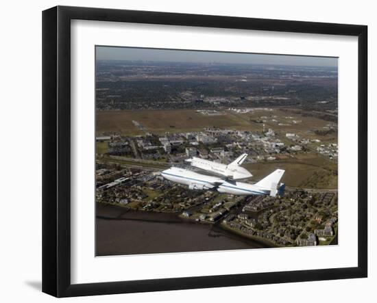 Space Shuttle Endeavour Mounted on a Modified Boeing 747 Shuttle Carrier Aircraft-Stocktrek Images-Framed Photographic Print