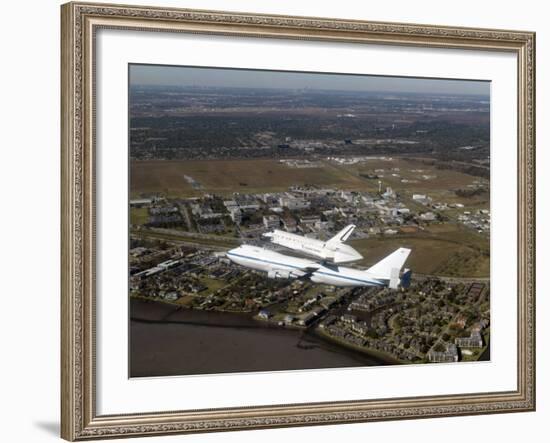 Space Shuttle Endeavour Mounted on a Modified Boeing 747 Shuttle Carrier Aircraft-Stocktrek Images-Framed Photographic Print