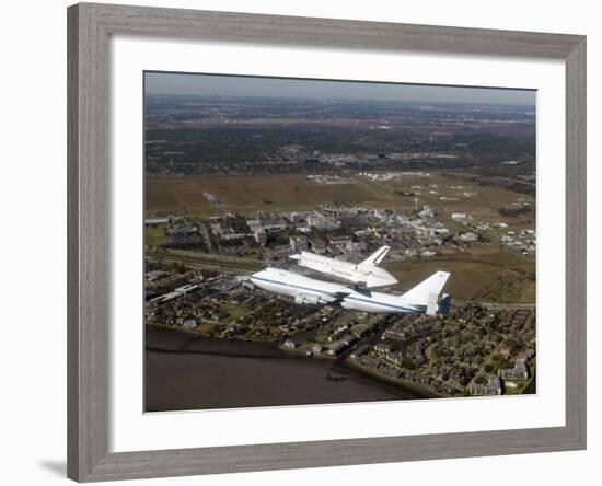 Space Shuttle Endeavour Mounted on a Modified Boeing 747 Shuttle Carrier Aircraft-Stocktrek Images-Framed Photographic Print