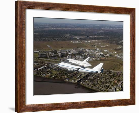 Space Shuttle Endeavour Mounted on a Modified Boeing 747 Shuttle Carrier Aircraft-Stocktrek Images-Framed Photographic Print
