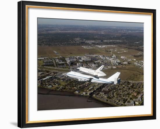 Space Shuttle Endeavour Mounted on a Modified Boeing 747 Shuttle Carrier Aircraft-Stocktrek Images-Framed Photographic Print