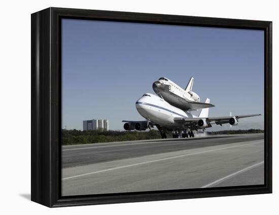 Space Shuttle Endeavour Mounted on a Modified Boeing 747 Shuttle Carrier Aircraft-Stocktrek Images-Framed Premier Image Canvas