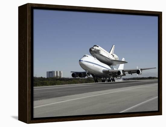 Space Shuttle Endeavour Mounted on a Modified Boeing 747 Shuttle Carrier Aircraft-Stocktrek Images-Framed Premier Image Canvas