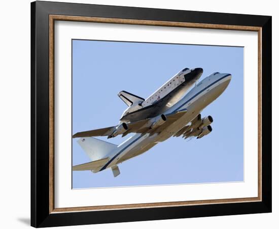 Space Shuttle Endeavour Mounted On a Modified Boeing 747 Shuttle Carrier Aircraft-Stocktrek Images-Framed Photographic Print