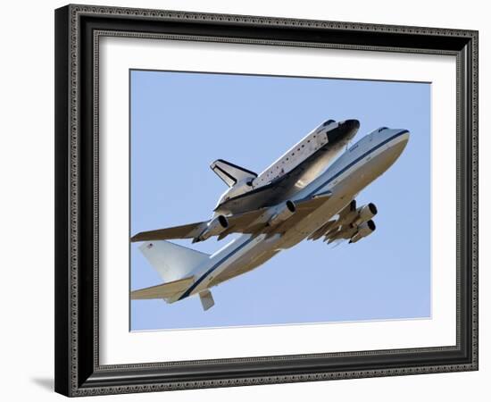 Space Shuttle Endeavour Mounted On a Modified Boeing 747 Shuttle Carrier Aircraft-Stocktrek Images-Framed Photographic Print