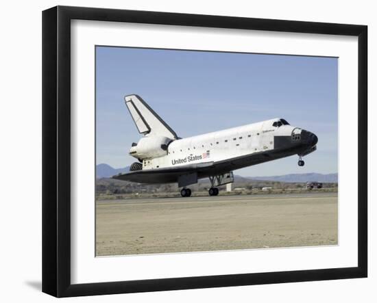 Space Shuttle Endeavour's Main Landing Gear Touches Down on the Runway-Stocktrek Images-Framed Photographic Print