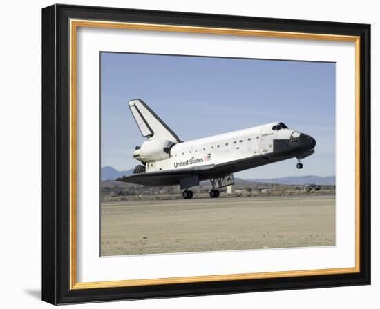 Space Shuttle Endeavour's Main Landing Gear Touches Down on the Runway-Stocktrek Images-Framed Photographic Print