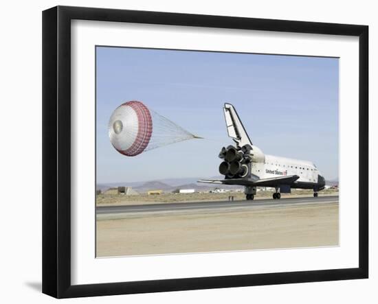 Space Shuttle Endeavour with its Drag Chute Deployed-Stocktrek Images-Framed Photographic Print