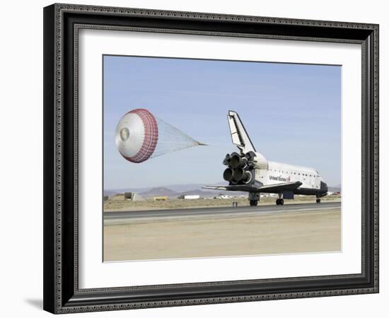 Space Shuttle Endeavour with its Drag Chute Deployed-Stocktrek Images-Framed Photographic Print