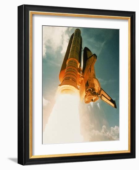 Space Shuttle Lifting Off-David Bases-Framed Photographic Print