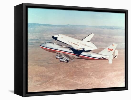 Space Shuttle Orbiter Mounted on Top of a Boeing 747 Carrier Aircraft, 1977-null-Framed Premier Image Canvas