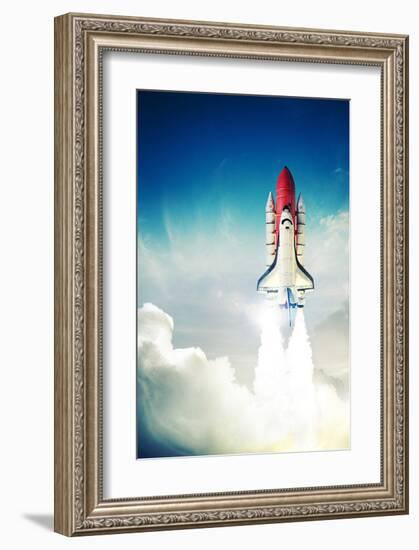 Space Shuttle Taking Off-null-Framed Art Print