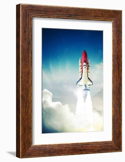 Space Shuttle Taking Off-null-Framed Art Print